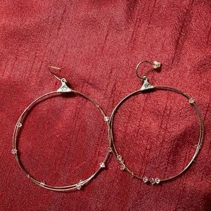 SILPADA STERLING SILVER DOUBLE LARGE HOOP GLASS TINY TWINKLE EARRINGS W2769